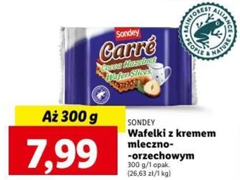 Lidl SONDEY Wafelki z kremem mleczno-orzechowym 300 g oferta