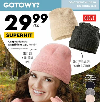 Biedronka Czapka damska z szalikiem typu komin oferta