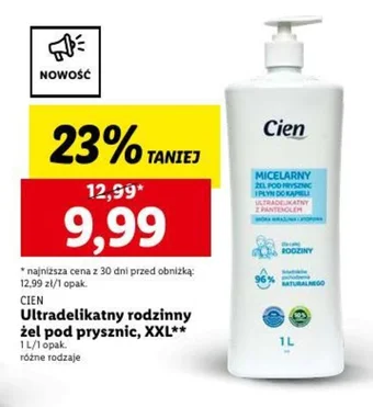 Lidl CIEN Ultradelikatny rodzinny żel pod prysznic 1l oferta