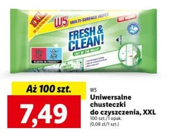 Lidl W5 Uniwersalne chusteczki do czyszczenia 100 szt. oferta
