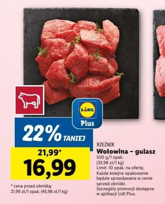 Lidl RZEŹNIK Wołowina gulasz 500 g oferta
