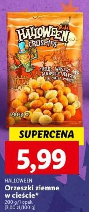 Lidl HALLOWEEN Orzeszki ziemne w cieście 200 g oferta