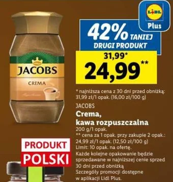 Lidl JACOBS Crema kawa rozpuszczalna 200g oferta