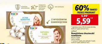 Lidl LUPILU Bawełniane chusteczki nawilżane 64szt. oferta
