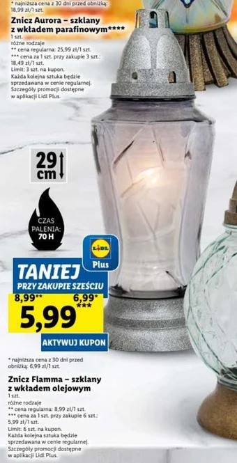 Lidl Znicz Flamma szklany z wkładem olejowym 1szt. oferta