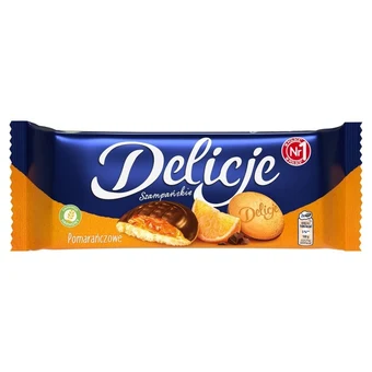 Biedronka Delicje szampańskie biszkopty z galaretką pomarańczową oblewane czekoladą 147 g oferta