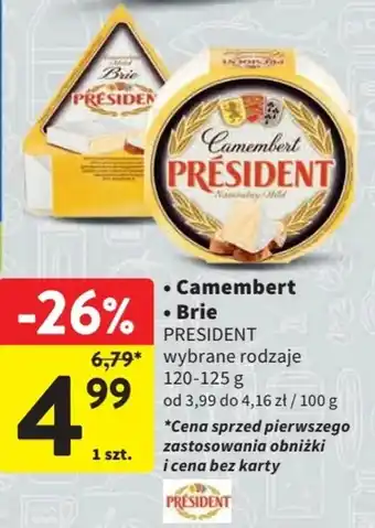 Intermarche Camembert/Brie PRESIDENT 120-125 g oferta