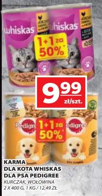 KARMA DLA KOTA WHISKAS DLA PSA PEDIGREE 2x400g