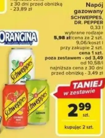 Carrefour Napój gazowany SCHWEPPES, DR. PEPPER 0,33 L oferta