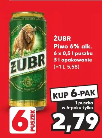 Kaufland Żubr Piwo 6% alk. 6 x 0,5 I puszka oferta