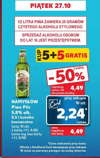 Kaufland NAMYSŁÓW Piwo Pils 5,8% alk. 0,5 I butelka oferta