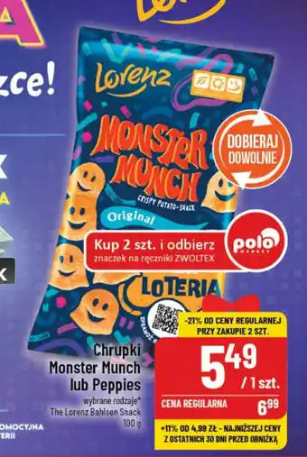 Polomarket Chrupki Monster Munch lub Peppies The Lorenz Bahlsen Snack 100 g oferta