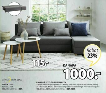 JYSK Kanapa z szezlongiem hampen oferta