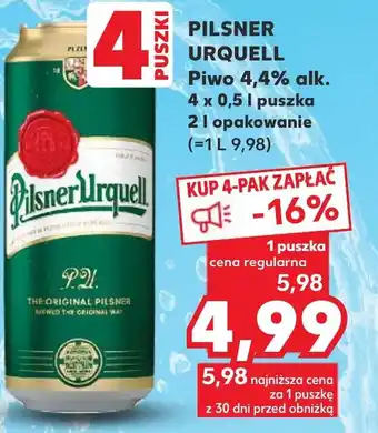PILSNER URQUELL Piwo 4,4% alk. 4 x 0,5 l