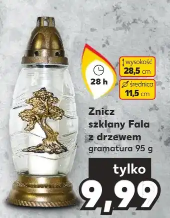 Kaufland Znicz szklany Fala z drzewem 95 g oferta