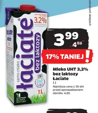 Netto Mleko uht 3,2% bez laktozy łaciate oferta