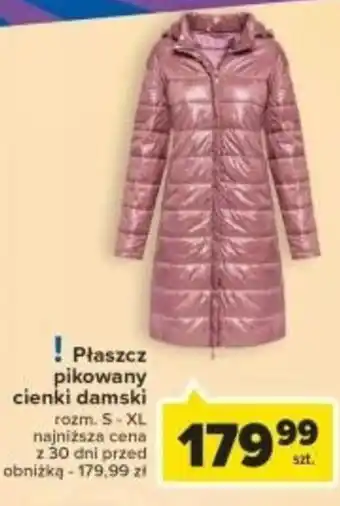 Carrefour Płaszcz pikowany cienki damski oferta