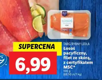 Lidl Łosoś pacyficzny, filet ze skórą, z certyfikatem MSC 100 g oferta