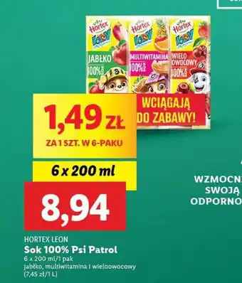 Lidl HORTEX LEON Sok 100% Psi Patrol 6 x 200 ml oferta