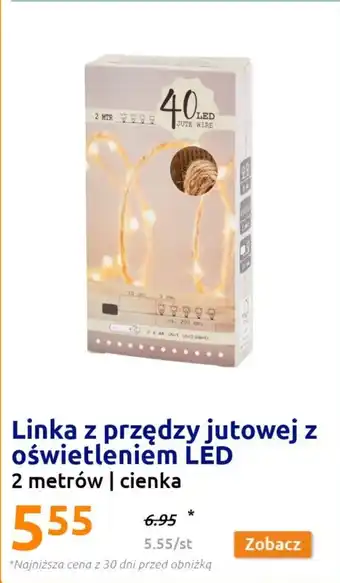Action Linka z przędzy jutowej z oświetleniem LED 2 m oferta