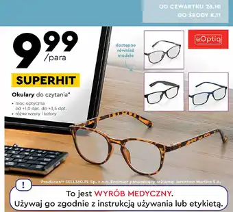 Biedronka Okulary do czytania od +1.0 do +3.5 oferta