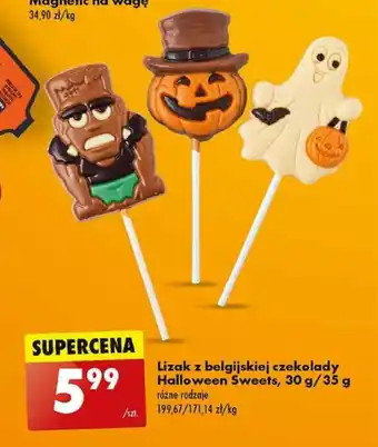 Biedronka Lizak z belgijskiej czekolady Halloween Sweets, 30 g/35 g oferta