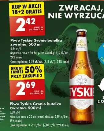 Biedronka Piwo Tyskie Gronie butelka zwrotna, 500 ml oferta