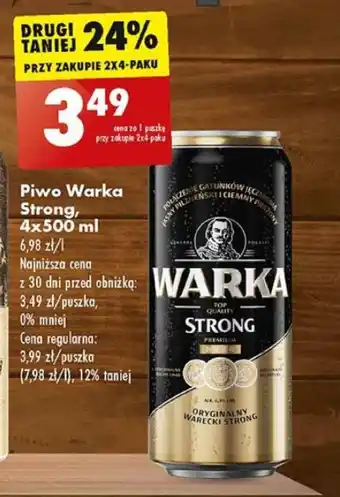 Biedronka Piwo Warka Strong, 4x500 ml oferta