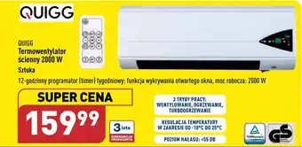 ALDI QUIGG Termowentylator ścienny 2000 W oferta