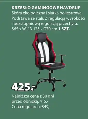 JYSK Krzesło gamingowe oferta