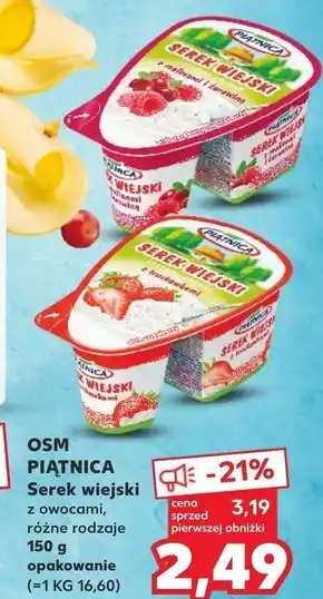 Kaufland Piątnica serek wiejski z truskawkami 150 g oferta
