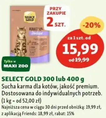 Maxi Zoo SELECT GOLD 300 lub 400 g oferta