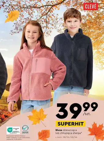 Biedronka Bluza dziewczęca lub chłopięca sherpa oferta