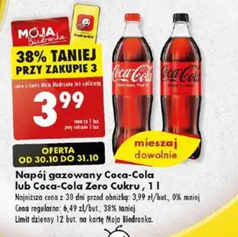 Biedronka Napój gazowany Coca-Cola lub Coca-Cola Zero Cukru, 1 l oferta