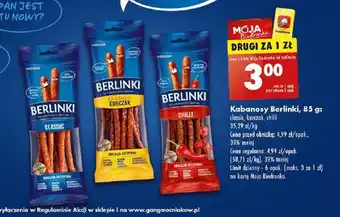 Biedronka Kabanosy Berlinki, 85 g oferta