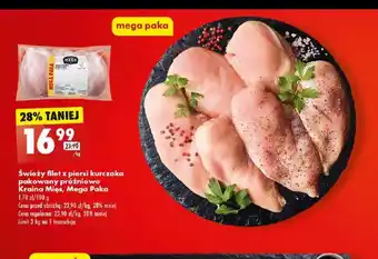 Biedronka Świeży filet z piersi kurczaka pakowany próżniowo Kraina Mięs, Mega Paka  1 kg oferta