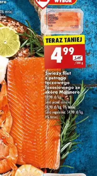 Biedronka Świeży filet z pstrąga tęczowego łososiowego ze skórą Marinero 100 g oferta