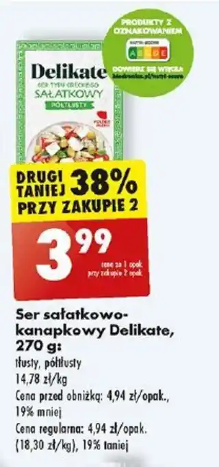 Biedronka Ser sałatkowo-kanapkowy Delikate, 270g oferta