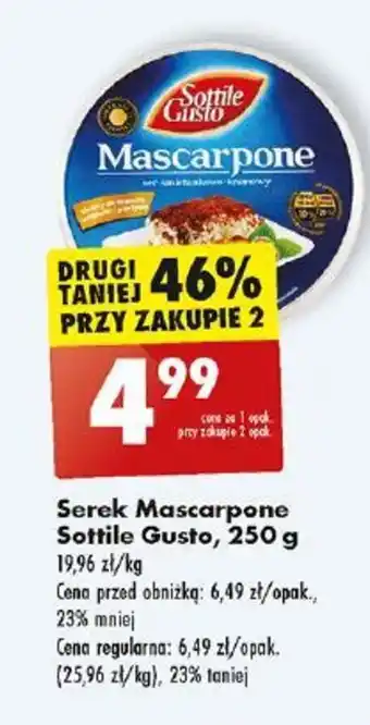 Biedronka Serek Mascarpone Sottile Gusto, 250 g oferta