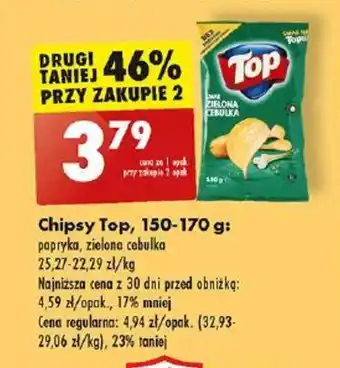 Biedronka Chipsy Top 150-170g oferta