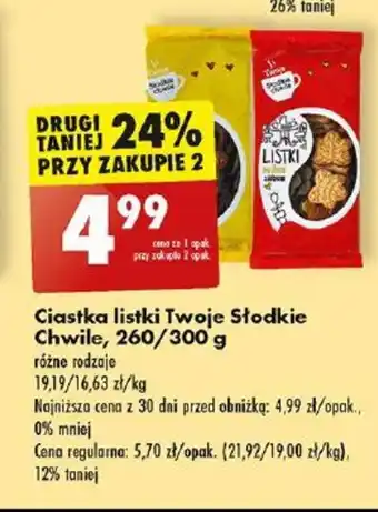 Biedronka Ciastka listki Twoje Słodkie Chwile, 260/300 g oferta