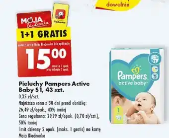Biedronka Pieluchy Pampers Active Baby S1, 43 szt. oferta