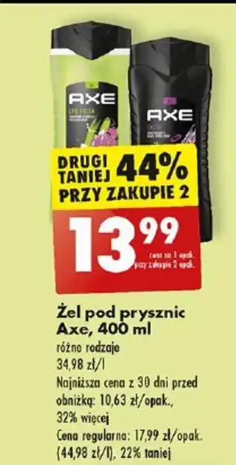 Biedronka Żel pod prysznic Axe, 400 ml różne rodzaje oferta