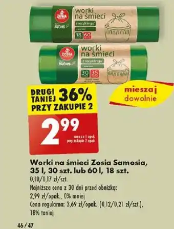 Biedronka Worki na śmieci Zosia Samosia 35l 30szt. lub 60l 18szt. oferta