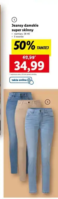 Lidl Jeansy damskie super skinny oferta