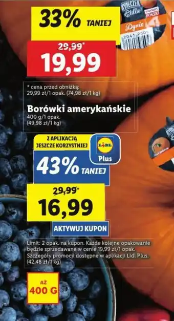 Lidl Borówki amerykańskie 400 g oferta