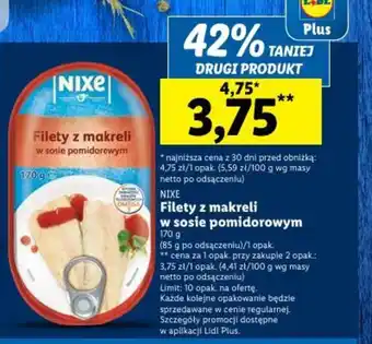 Lidl Filety z makreli w sosie pomidorowym 170 g oferta