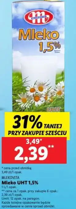 Lidl Mleko 1,5% UHT 1 L oferta