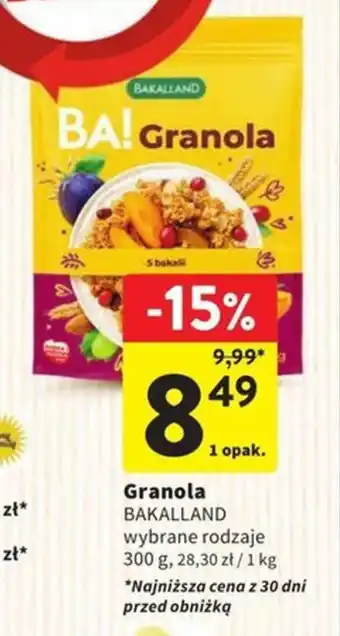Intermarche Granola BAKALLAND 300g oferta