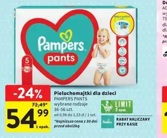 Intermarche Pieluchomajtki dla dzieci PAMPERS PANTS 36-56szt. oferta